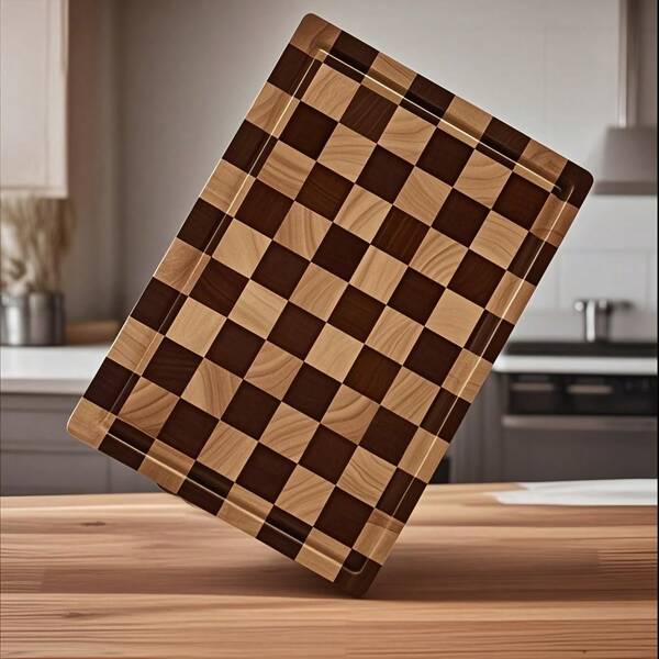 1 pieza Tabla de cortar de madera de palisandro de gran tamaño con canal para el jugo, tabla de cortar de madera grande, tabla de cortar de carnicero, bandeja de servir, utensilios de cocina para preparación y servicio de alimentos, tabla de cortar de madera para cortar carne, queso, frutas y verduras