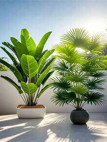 1棵大型人造棕榈树 - 抗紫外线，适用于室内/室外装饰，家居、酒店、花园、办公室、婚礼和节日场景，落地式，多功能房间装饰，绿色建筑风格，逼真植物 - 彩色 - 查看 8