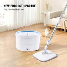 AutoFu Spin Mop And Buckets Sets, Separating Dirty Water From Clean Water,360° Rotating Square Spin Mop, Multi-Functional Wash & Dry Mop, Water Separation, With Reusable Pads, Save Effort Cleaning Tools - White - View 8