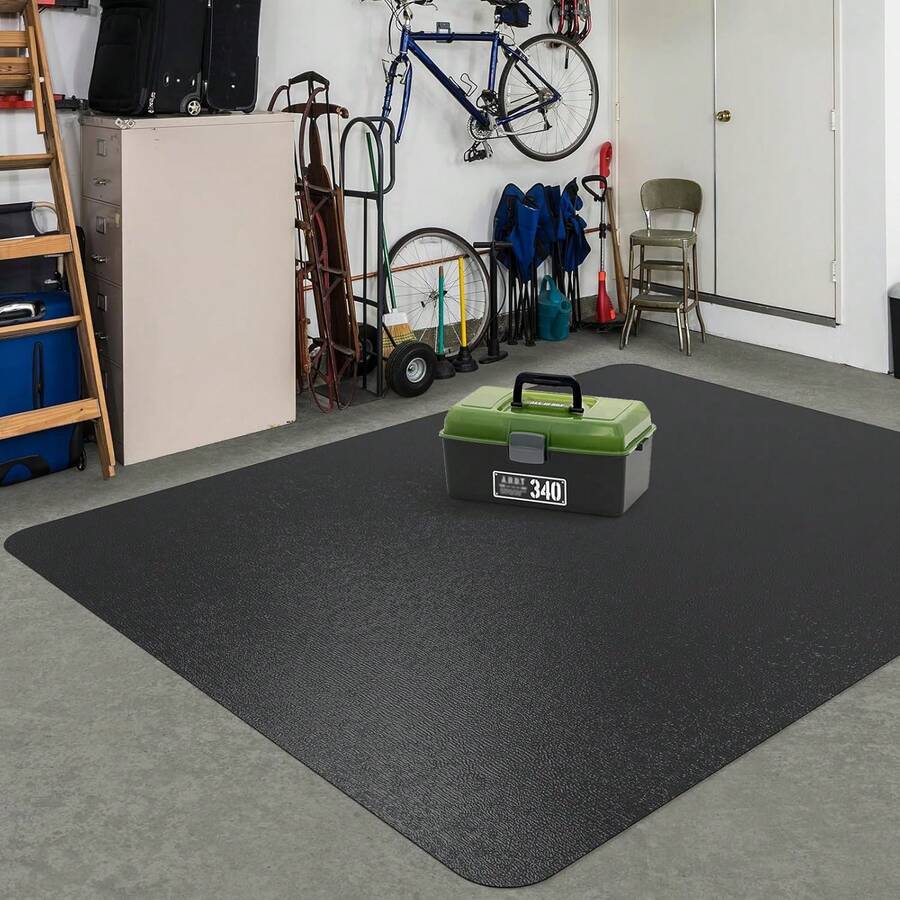 Area Floor Mat For Home, 4'*6' Large Black No Slip Waterproof Vinyl Area Rug For Under Dining Room Tbale, Spill Resistant Hard Floor Protector Cover, Easy Clean Splat Mat For Under High Chair - Black - View 1
