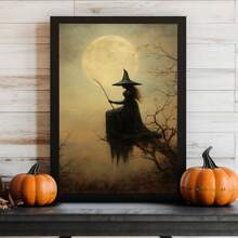 1pc, Canvas Wall Art, Hangable, Wall Art, Poster, Framed Wall Art, Waterproof, Autumn Decor, Halloween Decor, Halloween Witch Art Prints, Dark Academy Wall Decor, Vintage Scary Witch, Halloween Ambiance Decor Mural, Vintage Witch Wall Art, Halloween Decorative Art, Halloween Room Decor, Bathroom Decor, Living Room Decor, Bedroom Decor, Dining Room Wall Decor, Halloween Home Decor Aesthetics - Multicolor - View 13