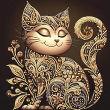 1 Set Creative Adorable Cat Diamond Painting Kit, DIY 5D Rich Color Special Shape Crystal Partial Diamond Embedded Painting Craft, Handmade To Create Stunning Artwork, Suitable For Home Wall Decor, Frameless