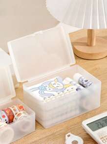 Transparente Desktop Aufbewahrungsboxen mit Deckel in verschiedenen Größen, Karteikartenaufbewahrungsschubladenbox, unverzichtbarer Desktop-Organizer