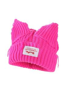 Chapéu de Malha Estilo Orelha de Porco, Gorro Macio de Camada Dupla e Quente, Unissex, 180g