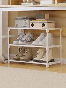 1 Peça Prateleira de Sapatos Simples de Tubo de Aço e Plástico, Organizador de Armazenamento de Sapatos Embaixo da Cama Economizador de Espaço, Prateleira de Sapatos de Entrada Multinível