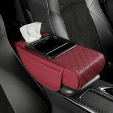 1pc Premium Comfortable Multifunctional Universal Car Armrest Pad, With 1 Tissue Box, 2 Side Pockets, 2 Cup Holders, Car Interior Accessory Raised Expanded Multifunctional Storage Box