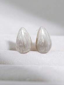1 par de pendientes elegantes y de moda con forma de gota de agua de colores - Marfil - Ver 12