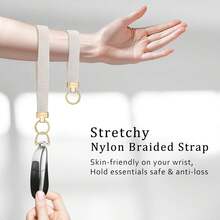 Wristlet Keychain For Women Men, Cute Car Key Chain, Braided Wrist Strap Lanyard For Keys ID Badges - Khóa đen+đen - Xem 7