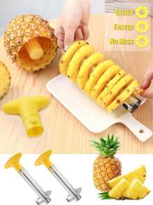 1 Set Stainless Steel Pineapple Corer, Slicer, Peeler, Core Remover, Pineapple Preparation Tools, Durable Kitchen Gadgets For Fresh Pineapple, Stainless Steel Pineapple Slicer, Note: If No Black Color, Other Random Colors Will Be Sent (Color And Style Randomly)