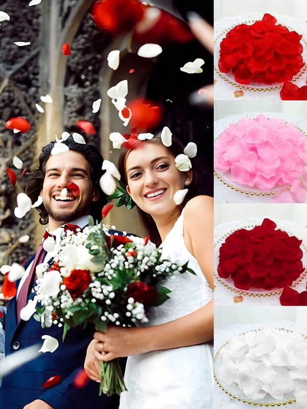 1000 Pcs Artificial Silk Rose Petals Valentine's Day Wedding Party Pasty Tabel Decorations Romantic Night Party Color White Pink Wine Red Flower Petals, Romantic Night For Her/Him Set, Engagement, In Bulk Flower Decorations﻿ Halloween Valentines