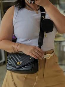 Asaloog WOMEN'S CROSSBODY BAG WITH COIN PURSE AND CHAIN HAND STRAP DC-819 - 宇宙塵土紅 - 查看 5