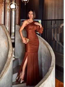 Brenda Long Dress - 鏽棕色 - 查看 2