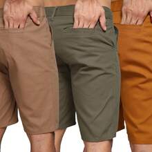 Kit 3 Colorful Shorts With Built-In Bag, Twill, Popular Price, Fine Fabric - castanho+verde+caramero - Xem 2