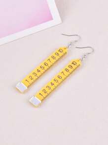 1 Pair Creative Ruler Design Women Dangle Earrings, Party Decoration Jewelry