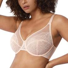 HSIA Minimizer Bras Women Full Coverage Underwire Bras Plus Size Lifting Lace Bra Heavy Breast - Beige - View 6
