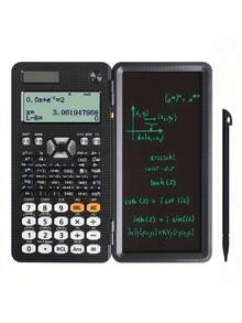 1 Stück schwarzer, solarbetriebener Taschenrechner mit 417 Funktionen, LCD-Display, Memo-Pad, professioneller klappbarer tragbarer Taschenrechner für Studenten, Schulbedarf, Schulbeginn