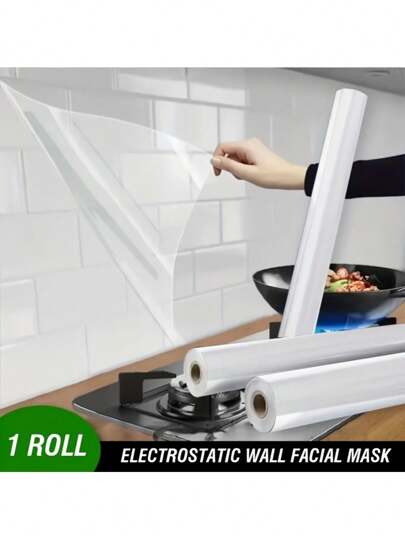 1 Roll Transparent Wall Protection Contact Paper, Oil-Proof Anti-Fouling Wall Sticker, Plastic Splash-Proof Wallpaper For Kitchen, Household Static Wall Protective Film, Home Decor