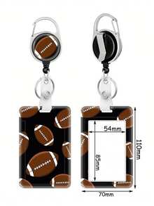 1pc Sports Style Football, Volleyball, Rugby, Basketball Pattern Lanyard Card Holder, Hard Shell ID Card Case For Bus Card, ID Card, Work Badge, Student Card, Exhibition Card, Event ID Badge, School Supplies, Back To School - Multicolor - View 8