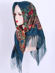 1pc Women's Traditional Print Headscarf Shawl, Versatile Warm Dust-Proof Face Cover Scarf, Women Everyday Head Wrap For Dress - Multicolor - View 27