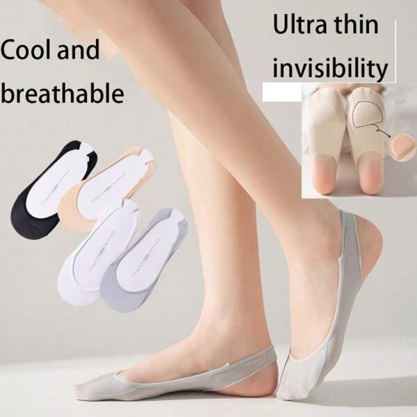 5 pares de calcetines tobilleros para mujer, calcetines invisibles transparentes, calcetines para tacones altos, calcetines con tirantes, adecuados para uso en verano