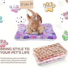 APPKER Adorable Double-Sided Small Pet Mattress - Washable Plush Cage Mat For Rabbits, Hamsters, Guinea Pigs & Squirrels, Durable & Decorative Rug With Playful Star & Paw Print Design, Soft Polyester Material In Assorted Colors - Multicolor - View 5