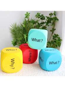 BELLKIDS 4 PCS Spelling Dice, 4 Colors, Roll Dice, Learning Dice, Question Dice, Suitable For , Reading, Home, Party Games