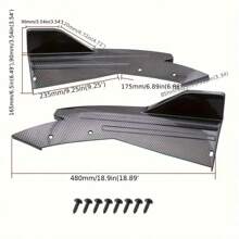 2PCS Rear Bumper Lip Splitter Universal Car Side Fins Body Lip Spoiler Chin Side Skirt Protector Covers,Enhanced Airflow & Road Protection