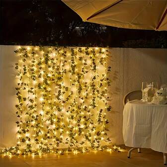 4m Artificial Ivy Garland Lights, Outdoor Garden Decor Lights, New Rattan Lights, Green Leaf Rattan Solar Lights Christmas Decorations Home Christmas Gifts Christmas Decor