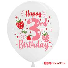 10 Pcs Strawberry Girly Lovely Party Decor Balloons Set – Suitable For Baby Birthday Party, Baby Shower ,Girl's Birthday, Girls'Party,Gender Reveal Party For Ages 1-6 - Multicolor - View 10