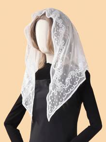 1pc Women's New Portrait Jacquard Triangle Scarf Headscarf Shawl, Elegant & Fashionable For All Seasons, Women's Functional Outdoor Breathable Lightweight Exquisite Head Wrap, Shawl, Suitable For Party, Church