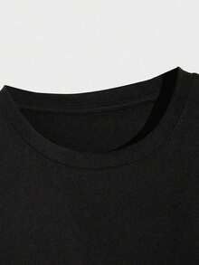 Camiseta corta de mujer con el texto "Dios es amor 1 Juan 4:16" que deja el ombligo al descubierto, camiseta de verano casual de cuello redondo de algodón puro de manga corta (1 pieza) - Negro - Ver 6
