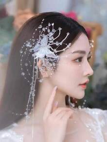 水晶蝴蝶流苏发夹，完美适用于新娘盘发、节日拍照或作为优雅的头饰。情人节配饰