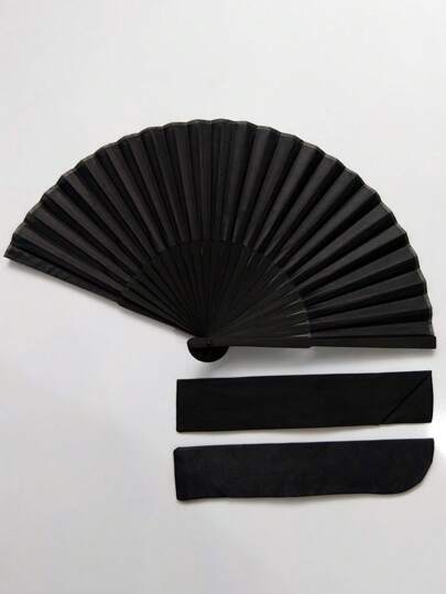 3 Pcs Black Classic Folding Hand Fan, Summer Cooling Gift, Elegant And Fashionable Black Folding Fan, Easy To Carry And Put In Bag,For Wedding, Party Favor, Performance, Dance, Home Decoration, Festival, And Gifting Purposes Birthday Gifts Graduation