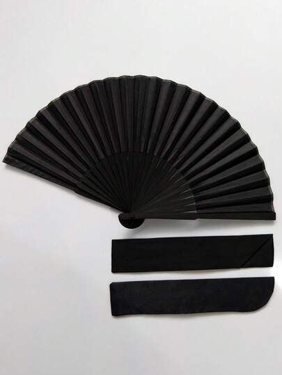 3 Pcs Black Classic Folding Hand Fan, Summer Cooling Gift, Elegant And Fashionable Black Folding Fan, Easy To Carry And Put In Bag,For Wedding, Party Favor, Performance, Dance, Home Decoration, Festival, And Gifting Purposes Birthday Gifts Graduation