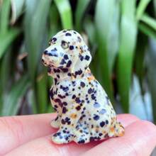 1 peça de cachorro de pedra natural manchada, filhote de labrador de de quartzo, decoração de cachorro manchado esculpido à mão, acessórios para casa, chakra de , cura de , limpeza espiritual, presente para homens, mulheres e crianças, dia dos namorados, 4 cm, tamanho de envio aleatório