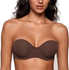 INLYRIC Women's Inbarely Plus Strapless Bra Full Coverage Lightly Lined Multiway Underwire Support Seamless Bras - Hazelnut - Go One Size Up - View 1