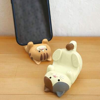 1 Giá đỡ điện thoại để bàn hình mèo dễ thương, đồ thủ công bằng nhựa hình mèo nằm Giá đỡ điện thoại thông minh giúp bạn rảnh tay