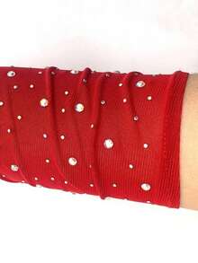 1 Paar 49 cm Damen Mesh sexy fingerlose Handschuhe mit Strass, dehnbare dünne glitzernde Modeschuhe für Musikfestival, Bühnenauftritte, Singles Party, Frühling/Sommer - Mesh heißer Diamant - Übersicht 5