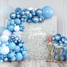 Kit de guirnalda de arco de globo con tema de videojuego, globos negros y verdes para fiesta temática de juegos, cumpleaños o graduación, decoraciones - Azul claro - Ver 6