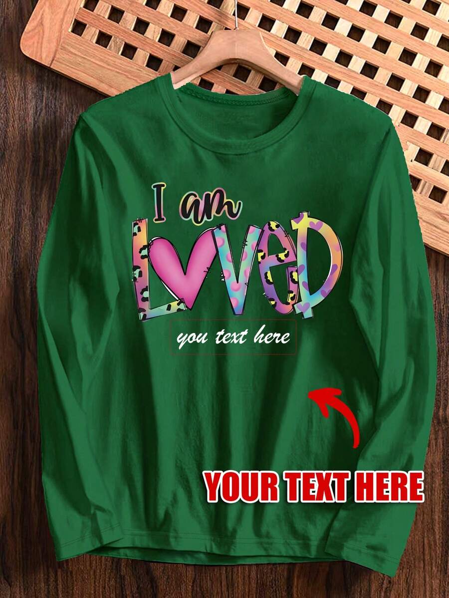 Plus Customized Christmas Personalized Basic Long Sleeve Casual Top A132, Fall, Cozy