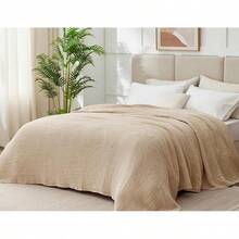 Large 50 X 70% Cotton Muslin 6-Layer Breathable Lightweight Throw Blanket Bed And Couch, Soft Quilt Bedspread, All-Season Gauze Blanket Adults, Lavender - 01 - 米色 - 查看 2