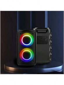 带 2 个麦克风和低音炮的无线扬声器、大型音箱、立体声扬声器、低音炮、户外无线扬声器、派对迪斯科灯、TWS、TF、AUX、MIC