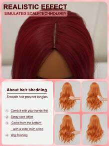 XYUNMI Sweet Red Long Straight Wig 26 Inch Multi-Layer Lightweight Breathable Women's Heat Resistant Synthetic Wig For Daily Wear Party Date Elegant Fashion Simple Costume Wig Role Play