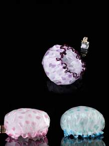 1 Pc Double-Layer Waterproof Shower Cap, Cartoon Printed Net & PVC/PE Material, Bathtime Bath Hat For Women