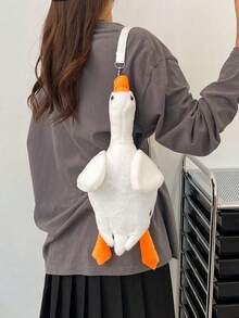 Plush Duck Decor Fashionable Minimalist Mini Shoulder Bag - White - View 3