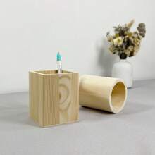 1 قطعة حامل أقلام بنمط الخشب DIY ، قاعدة خشبية لتخزين على المكتب بصورة عمودية، مساحة خشبية للرسم بالطين والفسيفساء اليوم الوطني