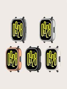 1 件纯色时尚女式单排水钻 PC 智能手表保护壳，适用于 Redmi Watch 5 Active