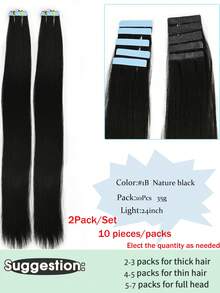 20pcs Tape-In Hair Extensions, 24-Inch Synthetic Weft Strips, Easy Application For Women -Vibrant Color Tapes|Easy Application Strips - Multicolor - View 7