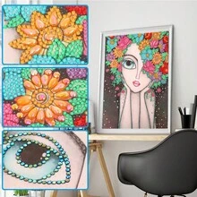 1 buc. Kit de pictură cu diamant DIY pentru adulți, pietre asimetrice, model floral de vis, potrivit pentru începători, decor de perete pentru casă, cadou de sărbători
