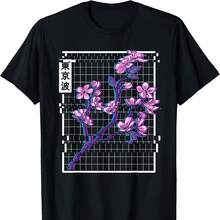 Ry Blossom Glitch Vaporwave Aesthetic Pastel Japan Art T-Shirt - 黑色31 - 查看 1